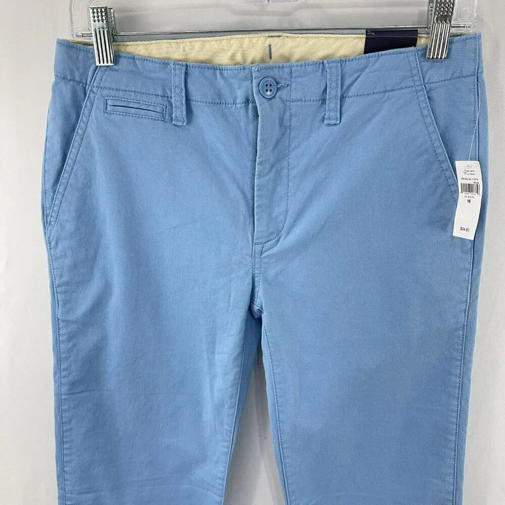 NWT‎ Gap Kids Boys Youth 16 Comfort Stretch Chino Pants Blue Adjustable Waist